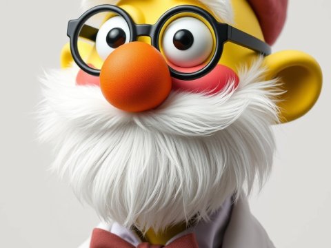 3D Render of a Cartoon Scientist Character with White Beard
