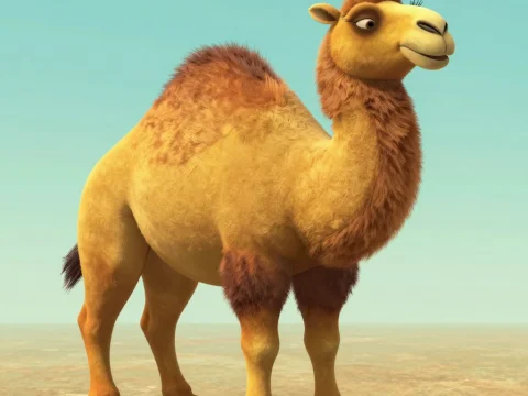 3D Render of a Friendly Yellow-Orange Camel