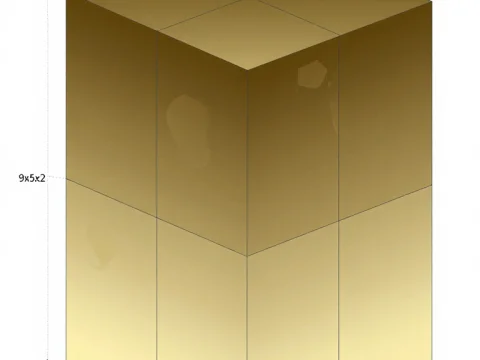 3D Render of a Golden Cuboid with Dimensions