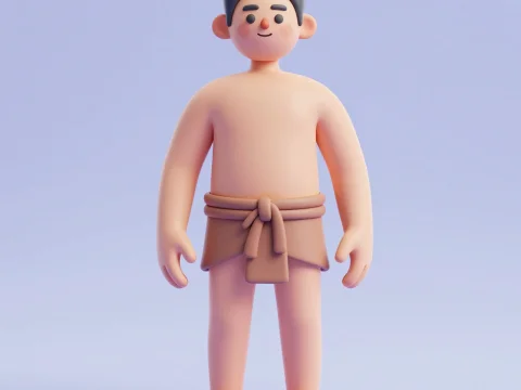 3D Render of a Man in Loincloth