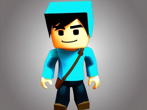 3D Render of a Stylized Blocky Character in Blue Hoodie
