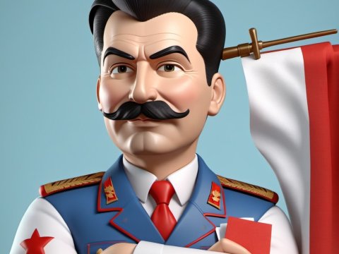 3D Render of a Stylized Military Officer with Flag