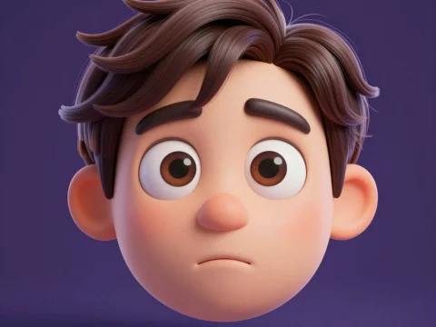 3D Render of a Worried Young Male Avatar