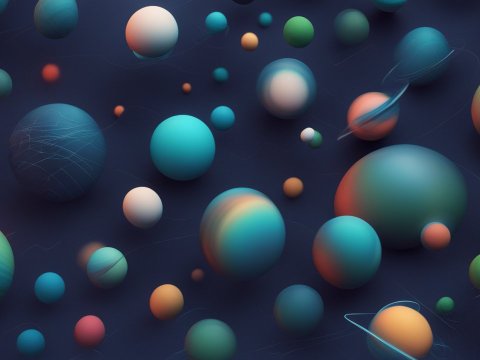 3D Render of Colorful Floating Spheres with Light Reflections