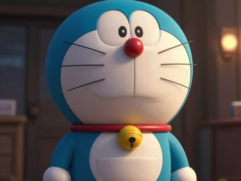 3D Render of Doraemon Character in Realistic Setting