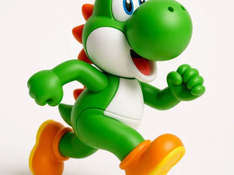 3D Render of Plastic Yoshi Running