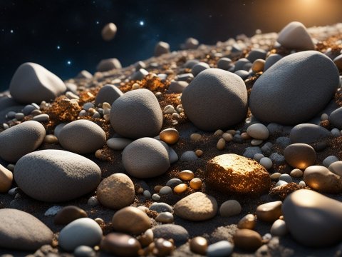 3D Render of Textured Stones on a Cosmic Surface