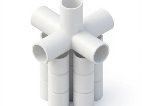 3D Render of White Cylindrical Pipe Connector