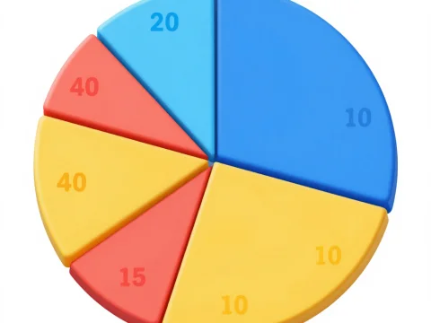 3D Rendered Colorful Pie Chart with Numeric Labels