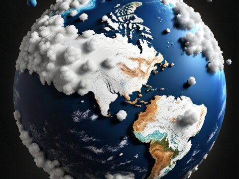 3D Rendered Earth with Expressive Clouds and Terrain