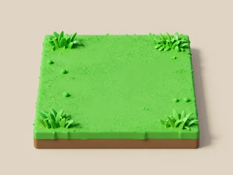 3D Rendered Front Orthographic Grass Tile