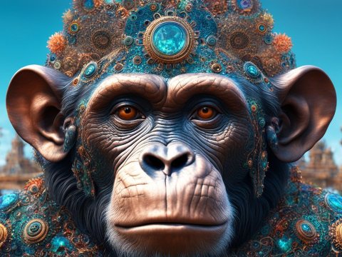 3D Rendered Ornate Monkey with Jewel Adornments