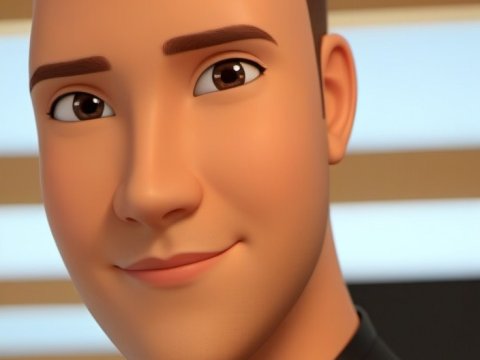 3D Rendered Portrait of a Smiling Young Man