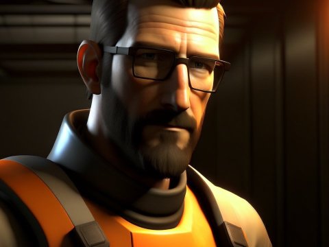 3D Rendered Sci-Fi Character with Glasses and Armor