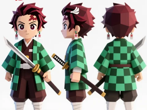 3D Turnaround Model of Anime Character Tanjiro Kamado
