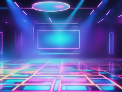 80s Neon Dance Floor with Futuristic Lighting