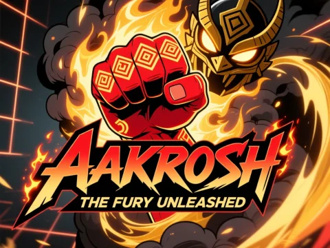 Aakrosh Crimson Fist Logo with Fiery Mask