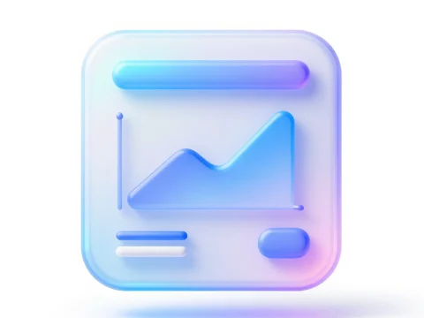 Abstract 3D Dashboard Icon with Gradient Blue and Purple