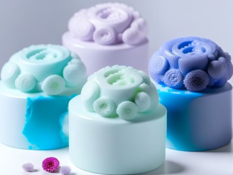 Abstract 3D Render of Colorful Organic Shapes on Cylinders