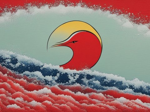 Abstract Bird in Stylized Waves