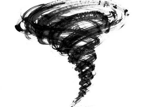 Abstract Black Ink Tornado Brush Stroke