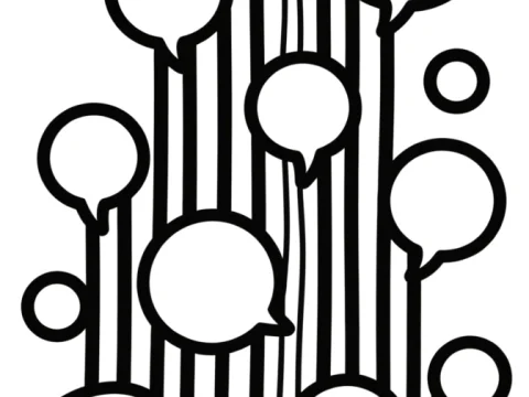 Abstract Black Speech Bubbles with Vertical Lines