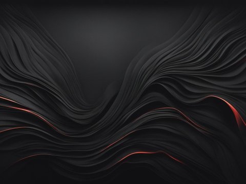 Abstract Black Waves with Red Highlights