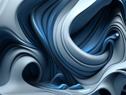 Abstract Blue and Grey Fluid 3D Wallpaper
