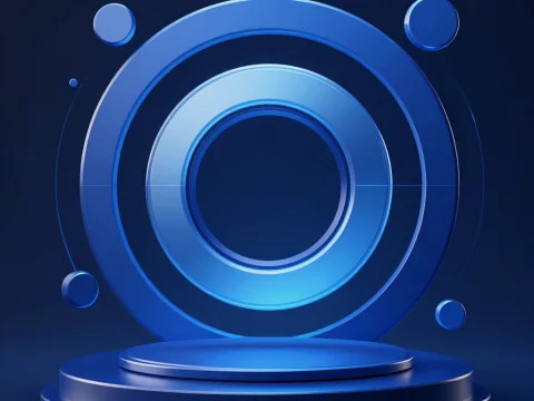 Abstract Blue Circular 3D Platform Design