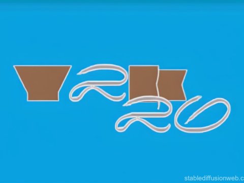 Abstract Brown Shapes with White Curves on Blue Background