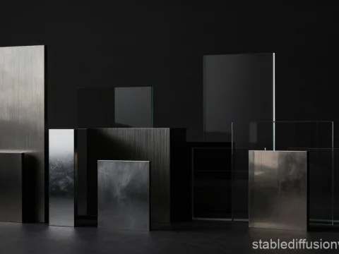 Abstract Composition of Reflective and Transparent Panels