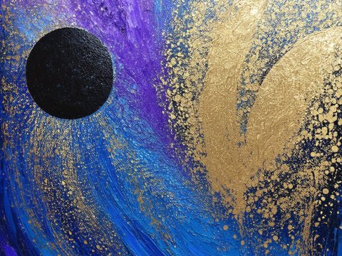 Abstract Cosmic Swirl with Gold Accents