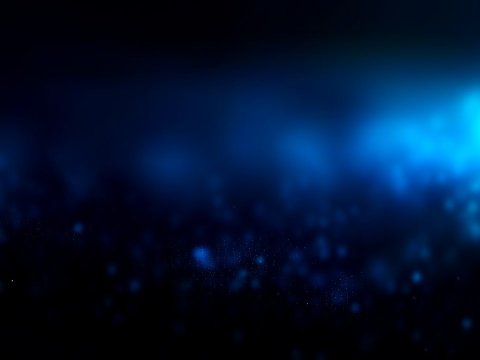 Abstract Dark Blue Blurred Light Particles