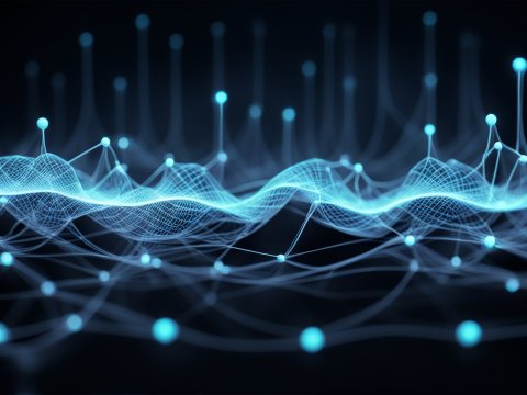 Abstract Digital Waveform with Glowing Nodes