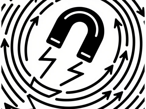 Abstract Electromagnetic Flow with Magnet and Arrows