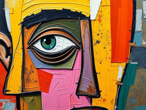 Abstract Expressionist Portrait with Bold Colors