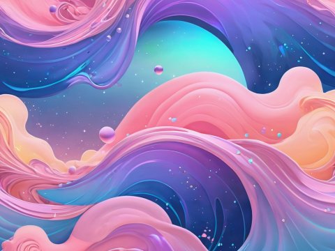 Abstract Flowing Waves in Pastel Colors