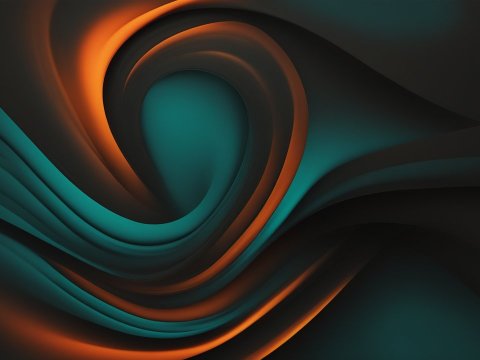 Abstract Flowing Waves in Teal and Orange