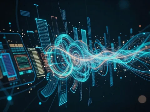 Abstract Futuristic Data Stream Visualization