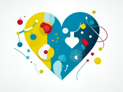 Abstract Heart Illustration with Medical Elements