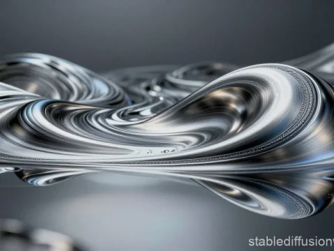 Abstract Metallic Titanium Swirl with Reflective Surface