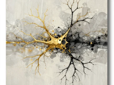 Abstract Neural Network with Gold and Black Branches