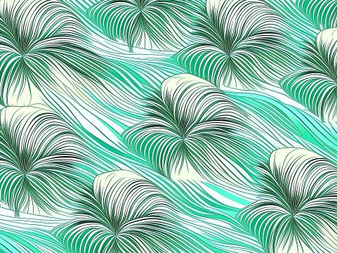 Abstract Palm Leaves with Flowing Wave Patterns