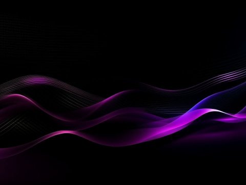 Abstract Purple Wave Gradient on Black Background