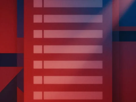 Abstract Red and Blue Geometric Composition