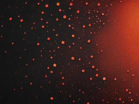 Abstract Red and Orange Droplets on Dark Background