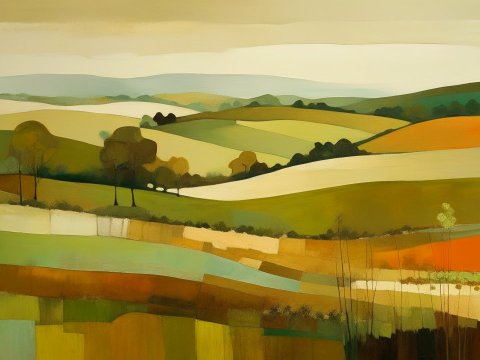 Abstract Rolling Hills Landscape with Warm Tones