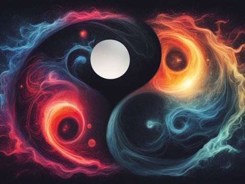 Abstract Yin Yang Energy Flow in Fiery and Icy Colors