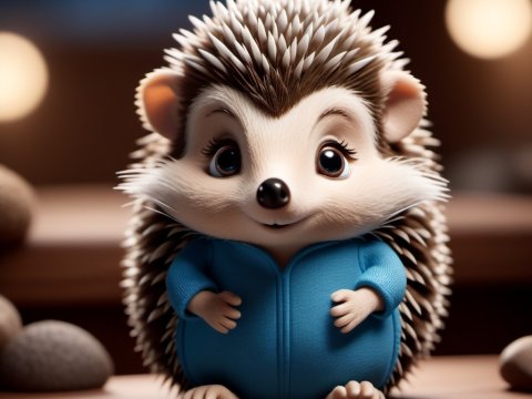 Adorable 3D Hedgehog Character in Blue Outfit