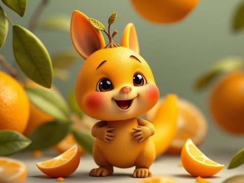 Adorable Anthropomorphic Baby Orange Character